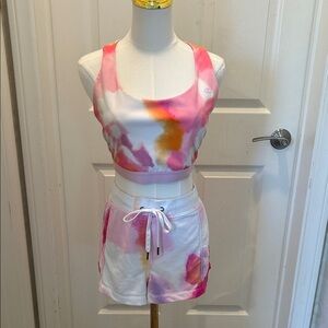 Champion Pink & Orange Tie-Dye Sports Bra & Shorts Set Size XL